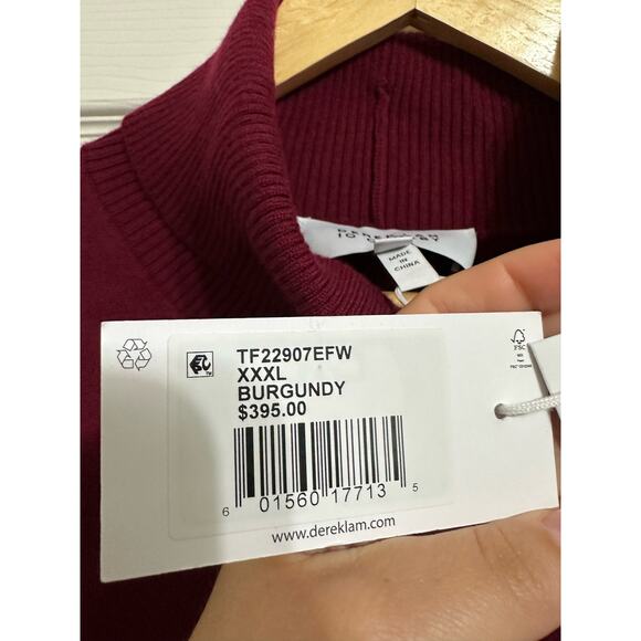 DEREK LAM 10 CROSBY Corinne Mix Media Turtleneck Sweater burgundy XXXL NEW $395 - Picture 5 of 8